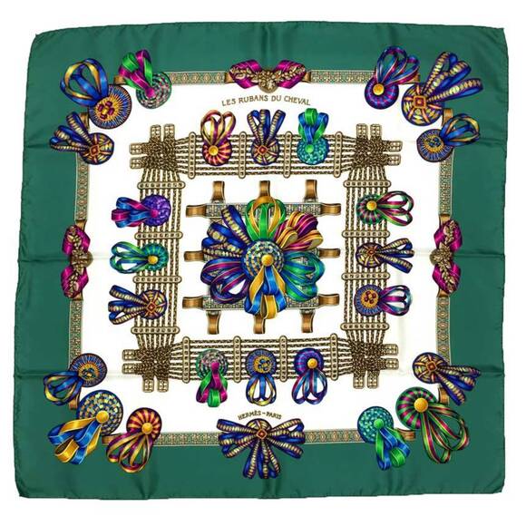 HERMES White Silk Scarf - Picture 1 of 3